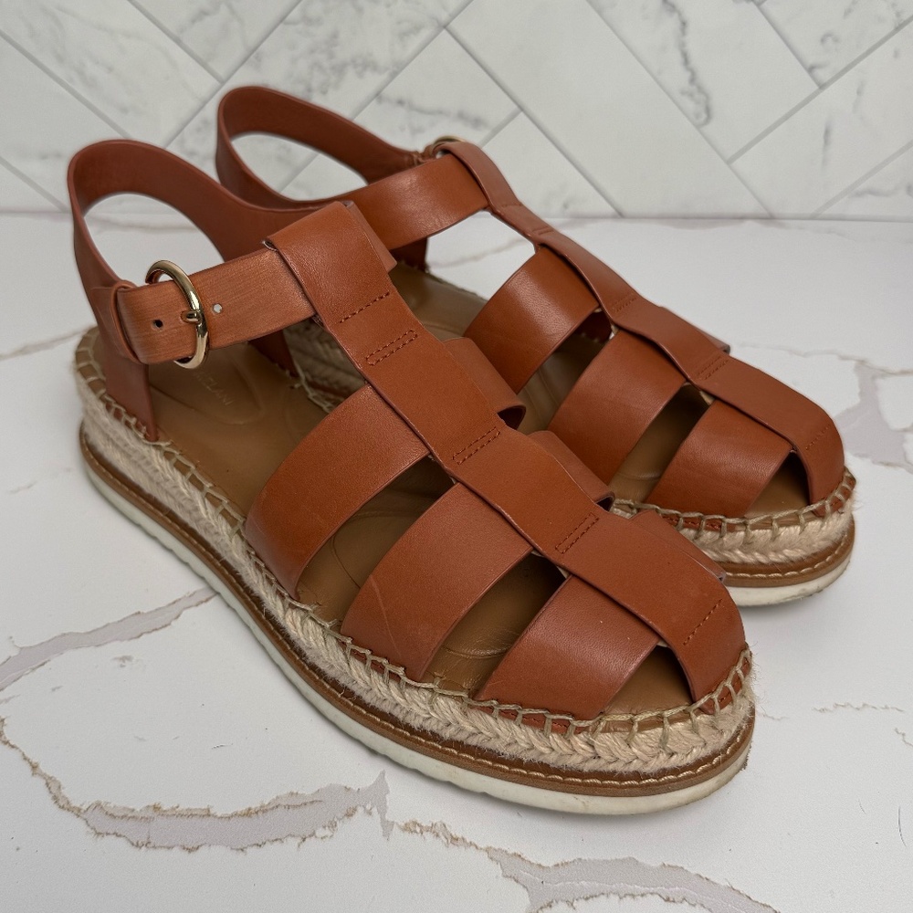 ANTONIO MELANI Carolie Espadrille Platform Wedge Fisherman Sandals Size 8.5